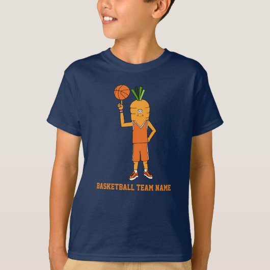 Kinder Basketball Character met teamnaam T-shirt (Voorkant)