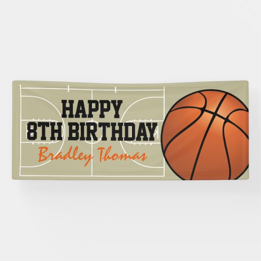 Kinder Basketball Court Birthday Party Spandoek (Horizontaal)