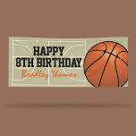 Kinder Basketball Court Birthday Party Spandoek<br><div class="desc">Basketball noemde de gelukkige verjaardagsbanner met een basketbalrechtbank,  een bal en een sjabloon van een kinderbanner.</div>