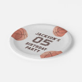 Kinder Basketball Waterverf Birthday Party Papieren Bordje (Gekanteld)