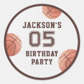 Kinder Basketball Waterverf Birthday Party Ronde Sticker (Voorkant)