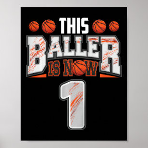 Kinder basketballer 1 jaar oud jongen basketbal poster