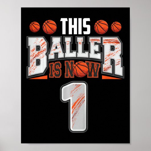 Kinder basketballer 1 jaar oud jongen basketbal poster (Voorkant)