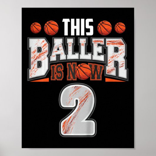Kinder basketballer 2 jaar oud jongen basketbal poster (Voorkant)
