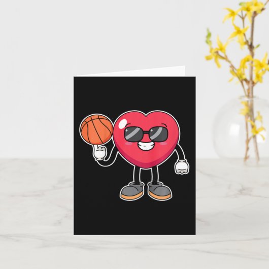 Kinder basketballer hart Valentijnsdag Schattige S Kaart (Gele Bloem)