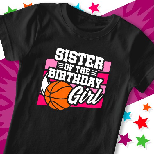 Kinder basketbalpartij Zuster van het Verjaardagsm T-shirt