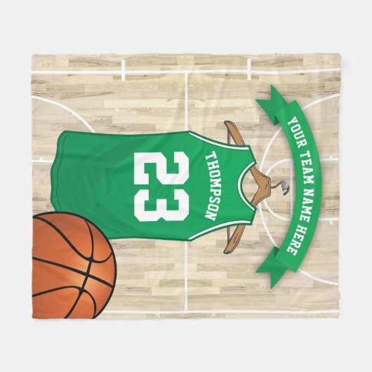 Kinder Basketbalteam, naam en nummer Fleece Deken (Voorkant (Horizontaal))