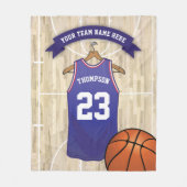 Kinder Basketbalteam, naam en nummer Fleece Deken (Voorkant)