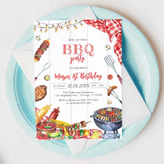Kinder BBQ verjaardagsuitnodiging Kaart