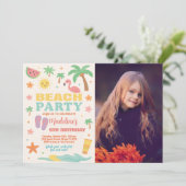 Kinder Beach Bash Verjaardag Uitnodiging & Decor (Staand voorkant)