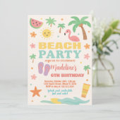 Kinder Beach Bash Verjaardag Uitnodiging & Decor (Staand voorkant)