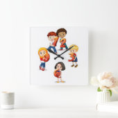 Kinder bedrijfsnummers vierkante klok (Huis)