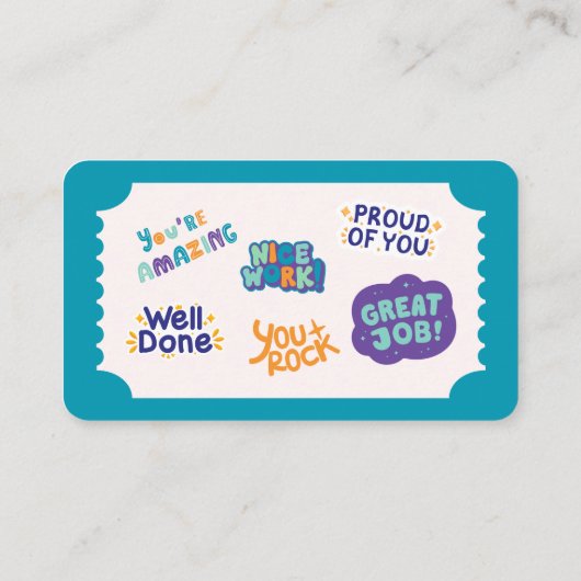 Kinder beloningskaarten voor goed gedrag visitekaartje (Achterkant)