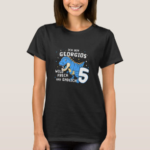 Kinder ben ik eindelijk Georgios 5 Blue Dino TRex T-shirt