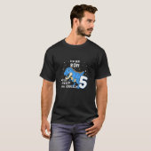 Kinder ben ik eindelijk Ron 5 Blue Dino TRex Kinde T-shirt (Voorkant volledig)