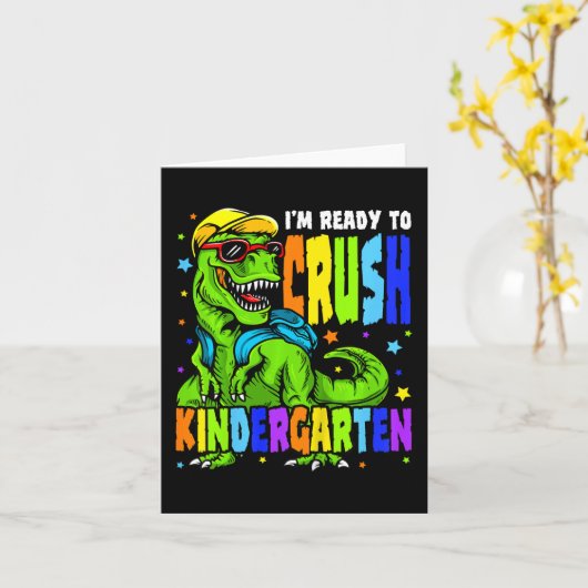 Kinder ben ik klaar om de Kindergarten Dinosaur 1s Kaart (Gele Bloem)