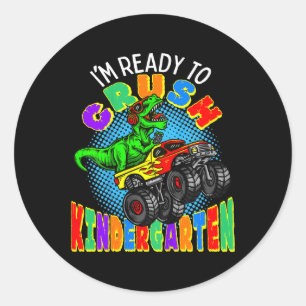 Kinder ben ik klaar om de Kindergarten Dinosaur Mo Ronde Sticker