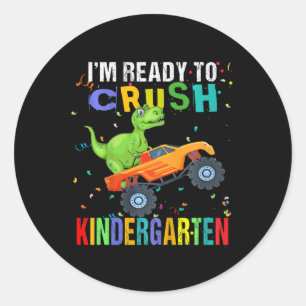 Kinder ben ik klaar om de Kindergarten Dinosaur te Ronde Sticker