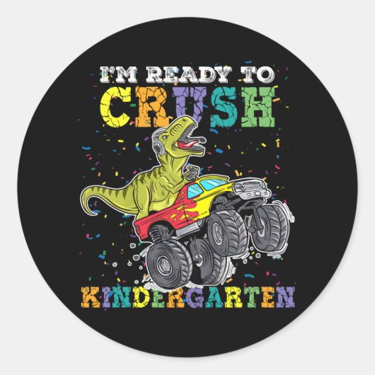 Kinder ben ik klaar om de Kindergarten Monster Tru Ronde Sticker (Voorkant)