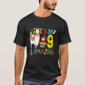 Kinder ben ik negen jaar oud en lamazing Llama 9de T-shirt (Voorkant)