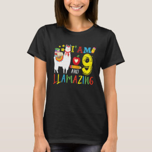 Kinder ben ik negen jaar oud en lamazing Llama 9de T-shirt