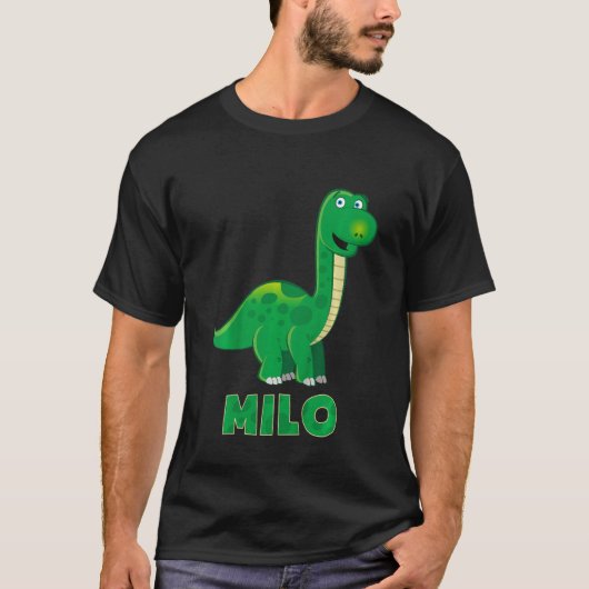 Kinder benaming Dino dinosaur Milo T-shirt (Voorkant)