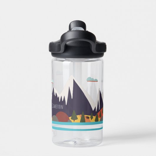 Kinder berglandschap met naam waterfles (Achterkant)