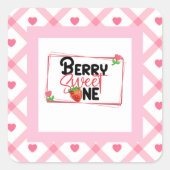 Kinder Berry Sweet One Party Square Sticker (Voorkant)