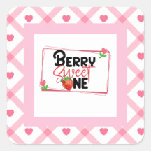 Kinder Berry Sweet One Party Square Sticker