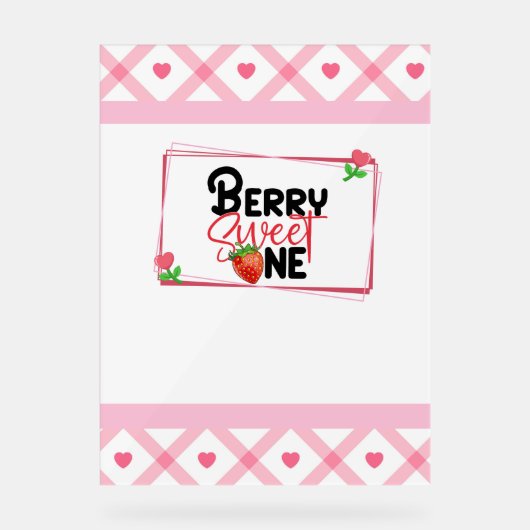Kinder Berry Sweet One Party Welkomstbord Acryl Bord (Voorkant)