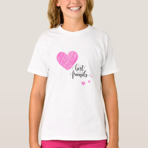 Kinder beste vrienden roze harthart t-shirt