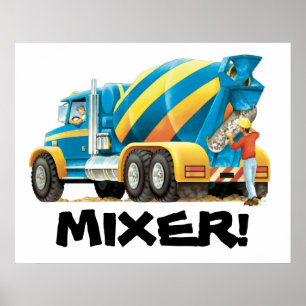Kinder betonnen mixer Construction Truck Poster