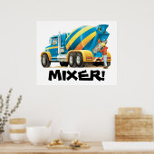 Kinder betonnen mixer Construction Truck Poster (Keuken)