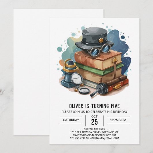 Kinder betoverde detective Verjaardag Kaart (Voorkant / Achterkant)