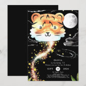 Kinder betoverde tijgerverjaardag kaart (Voorkant / Achterkant)