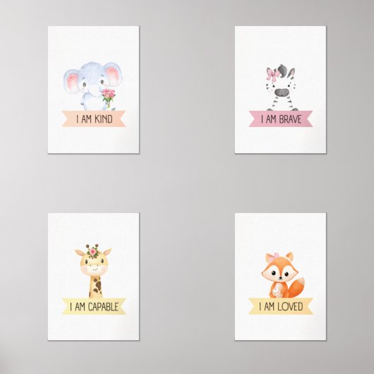 Kinder Bevestiging Kunst - Leuke dieren Galerij Muurkunst Sets (Voorkant)