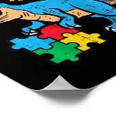 Kinder bewustwording van autisme Dino sterk afwijk Poster (Hoek)