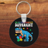 Kinder bewustwording van autisme Dino sterk afwijk Sleutelhanger (Voorkant)