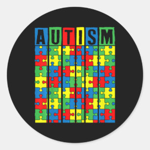 Kinder bewustwording van autisme Puzzle Piece Auti Ronde Sticker