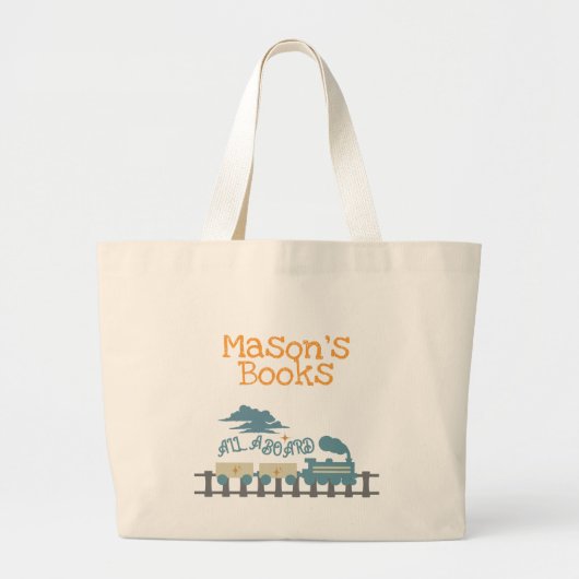 Kinder bibliotheek met treinnamen vernieuwen grote tote bag (Voorkant)