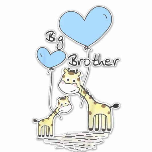 Kinder Big Brother Schattigee Giraffes Cadeau Idee Sticker (Voorkant)