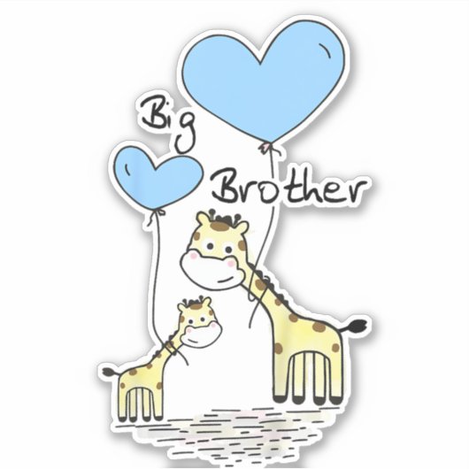 Kinder Big Brother Schattigee Giraffes Cadeau Idee Sticker (Voorkant)