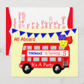 Kinder Big Red Bus-partij aan boord Kaart (Voorkant / Achterkant)