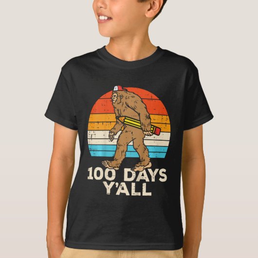 Kinder Bigfoot Potlood 100 dagen Yall 100th Day Sc T-shirt (Voorkant)