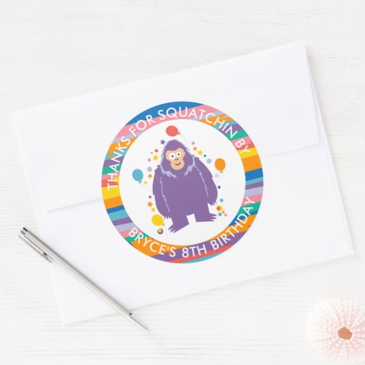 Kinder Bigfoot Verjaardag Bedankt Ronde Sticker (Envelop)