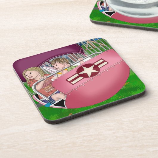 Kinder bij Carnaval Whimsical Art Bier Onderzetter (Linkerzijde)