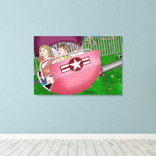 Kinder bij Carnaval Whimsical Art Canvas Afdruk (Insitu (Houten vloer))