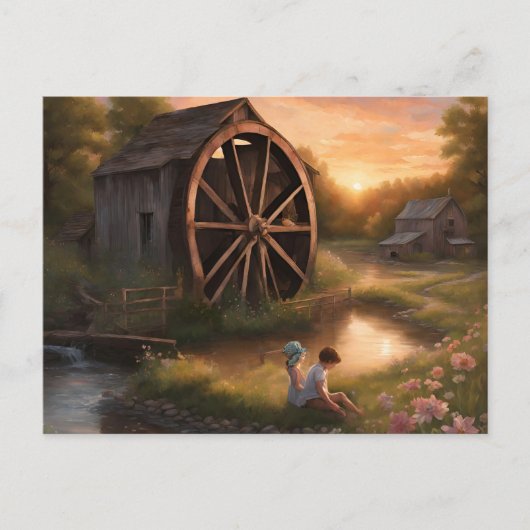 Kinder bij de Creek Briefkaart (Voorkant)