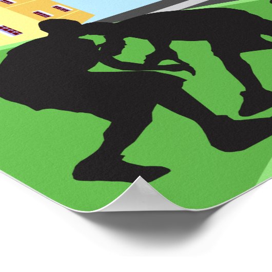 Kinder bij het spelen gelieve te vertragen achtert poster (Hoek)