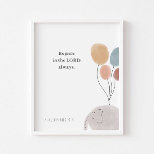 kinder bijbel vers olifant met ballonnen poster